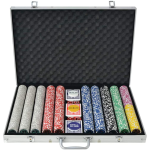 Juego de Póker con Maletín y 1000 Fichas Láser Aluminio Set de Póquer