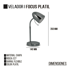 Velador Lampara De Mesa Escritorio Focus Platil Rosca