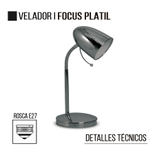 Velador Lampara De Mesa Escritorio Focus Platil Rosca