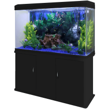 MonsterShop - Acuario 300 litros con Mueble Negro y Grava Azul 143cm x 120cm x 39cm