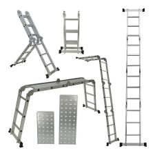 Escalera Aluminio Articulada Plegab 4.45m 4x4 Plataforma Kit