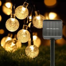 Guirnalda Luz Led Solar Bolita 50 Led Transparente Exterior